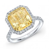WHITE AND YELLOW GOLD FANCY YELLOW  RADIANT DIAMOND BRIDAL RING