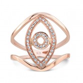 ROSE GOLD VERTICAL EVIL EYE DIAMOND RING