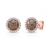 ROSE GOLD INSPIRED HALO ROUGH DIAMOND EARRINGS