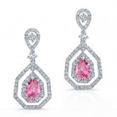WHITE GOLD ELEGANT PINK ENHANCED PEAR DIAMOND DROPLET EARRINGS   
