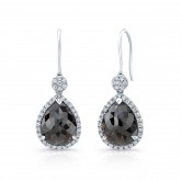 WHITE GOLD TRENDY ROUGH DIAMOND DANGLE EARRINGS