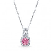 WHITE GOLD PINK ENHANCED ROUND DIAMOND PENDANT  