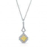 WHITE AND YELLOW GOLD ELEGANT FANCY YELLOW RADIANT DIAMOND PENDANT 