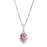 WHITE GOLD ELEGANT PINK ENHANCED PEAR DIAMOND PENDANT  