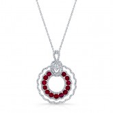 WHITE GOLD NATURAL COLOR CONTEMPORARY RUBY DIAMOND PENDANT
