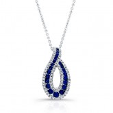 NATURAL COLOR WHITE GOLD INSPIRED SAPPHIRE DIAMOND PENDANT
