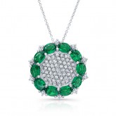 NATURAL COLOR WHITE GOLD CONTEMPORARY EMERALD DIAMOND PENDANT