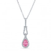 WHITE GOLD INSPIRED PINK ENHANCED PEAR DIAMOND PENDANT  