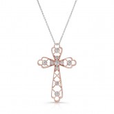 ROSE GOLD  CLASSIC VINTAGE DIAMOND CROSS PENDANT