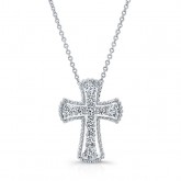 WHITE GOLD VINTAGE DIAMOND CROSS PENDANT