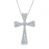 WHITE GOLD VINTAGE DIAMOND HEART CROSS PENDANT