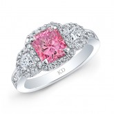 WHITE GOLD ELEGANT PINK ENHANCED RADIANT DIAMOND ENGAGEMENT RING