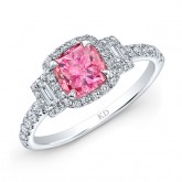 WHITE GOLD PINK ENHANCED CUSHION DIAMOND BRIDAL RING