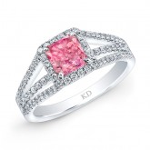 WHITE GOLD  INSPIRED PINK ENHANCED RADIANT DIAMOND BRIDAL RING