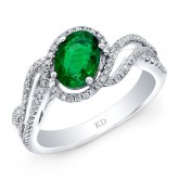 WHITE GOLD NATURAL COLOR INSPIRED EMERALD HALO  DIAMOND RING