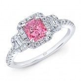 WHITE GOLD CLASSIC PINK ENHANCED RADIANT DIAMOND ENGAGEMENT RING