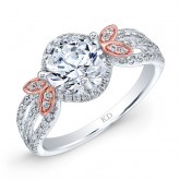 WHITE & ROSE GOLD FASHION HALO DIAMOND ENGAGEMENT RING