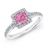 WHITE GOLD CLASSIC PINK ENHANCED RADIANT DIAMOND ENGAGEMENT RING