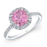 WHITE GOLD CLASSIC PINK ENHANCED CUSHION DIAMOND ENGAGEMENT RING