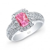 WHITE GOLD CLASSIC PINK ENHANCED RADIANT DIAMOND ENGAGEMENT RING
