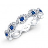NATURAL COLOR WHITE GOLD  SAPPHIRE TWISTED DIAMOND BAND