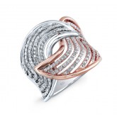 WHITE AND ROSE GOLD DAZZLING SWIRLED DIAMOND RING