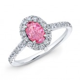 WHITE GOLD PINK ENHANCED OVAL DIAMOND ENGAGEMENT RING