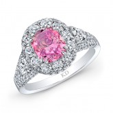 WHITE GOLD ELEGANT PINK ENHANCED CUSHION DIAMOND ENGAGEMENT RING