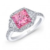 WHITE GOLD PINK ENHANCED PRINCESS DIAMOND ENGAGEMENT RING