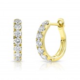YELLOW GOLD FASHION HOOP DIAMOND EARRINGS