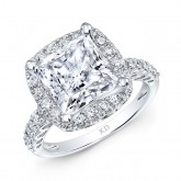 WHITE GOLD CLASSIC SQUARE HALO DIAMOND ENGAGEMENT RING