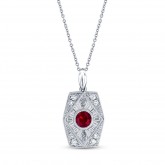 NATURAL COLOR WHITE GOLD INSPIRED VINTAGE RUBY PENDANT