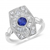 NATURAL COLOR WHITE GOLD INSPIRED VINTAGE SAPPHIRE RING