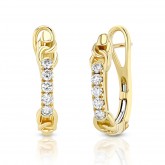 YELLOW GOLD FASHION HOOP DIAMOND EARRINGS