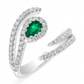 WHITE GOLD NATURAL COLOR FASHION EMERALD DIAMOND RING